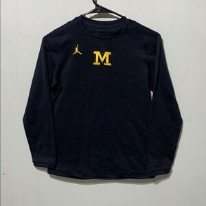 Michigan Navy Long Sleeve Shirt with Jordan Logo size M (kids)